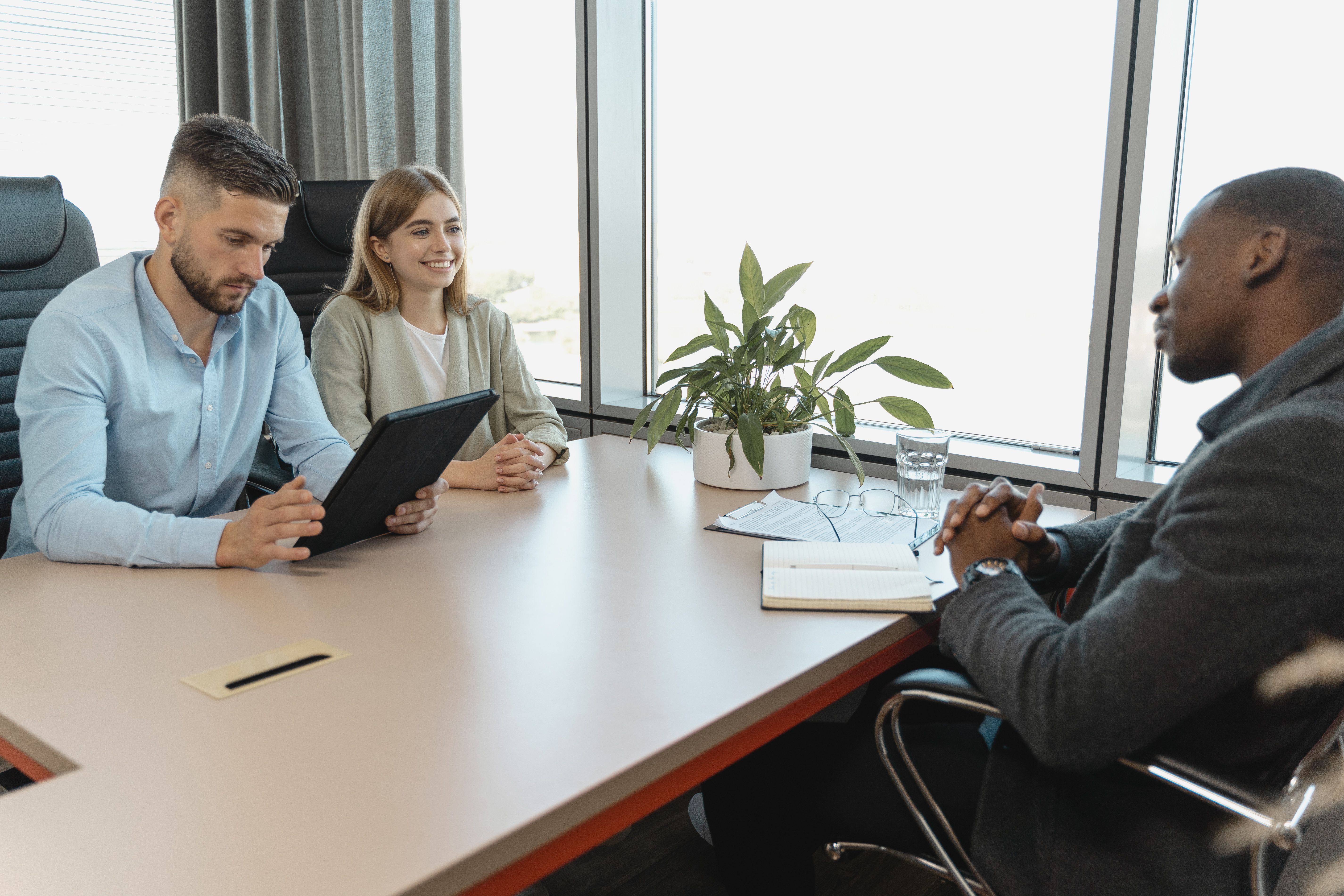 Business professionals collaborating as a team